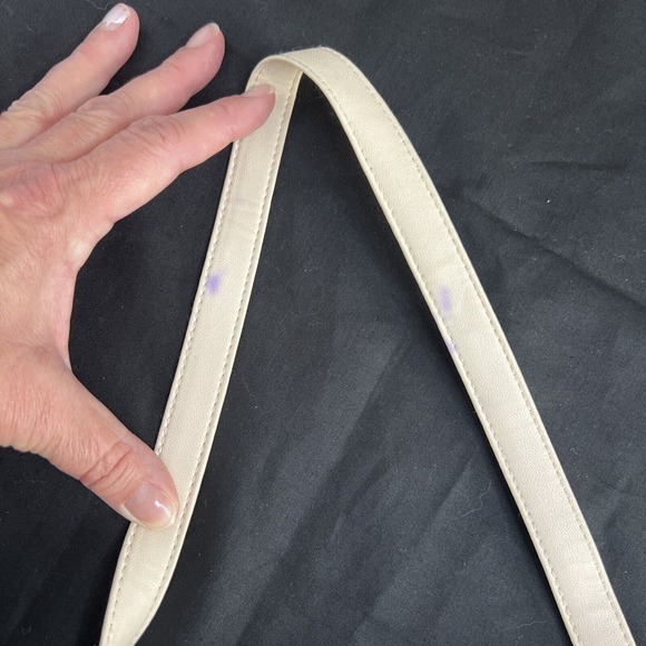 Giani Bernini Ivory Leather Handbag Shoulder Bag Purse Gold Hardware - Picture 10 of 11